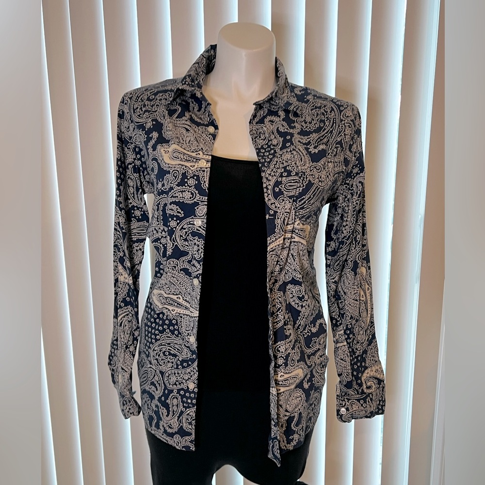 Red Snap Co. Long Sleeve Blue Paisley Button-Down